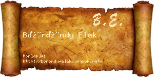 Böröndy Elek névjegykártya